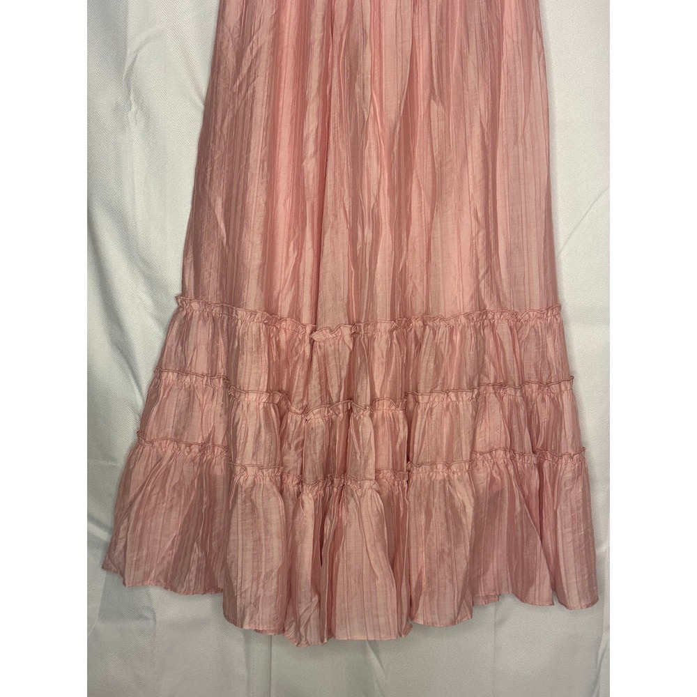 Halara Maxi Skirt S Pink Tiered Smocked Coquette Balletcore Boho Romantic Flowy - Picture 3 of 7